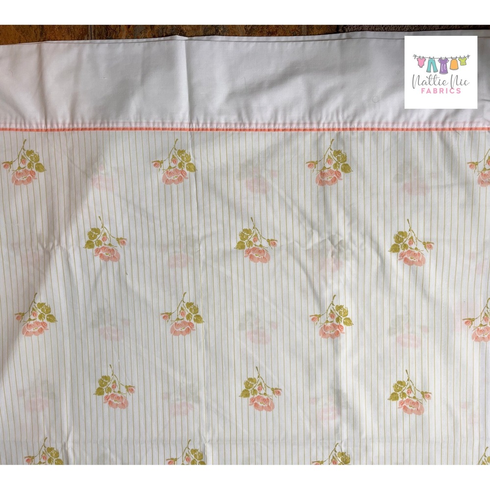 Twin Flat‎ Vintage Striped floral sheet, Roger Baugh, Springmaid - Picture 4 of 5